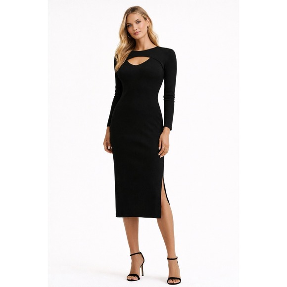 anthropologie black knit dress Black Lace Bustier Maxi Dress – Rinascimento main image 1